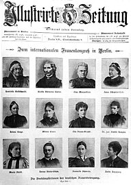 Emakumeen Nazioarteko Biltzarrean (Marie Stritt behean ezkerrean), Berlin, 1896