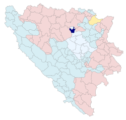 Location of Tešanj within Bosnia and Herzegovina.