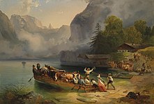 Friedrich Gauermann: Königssee am Landungsplatz, um 1840