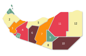 Regio's vaan Somaliland, mèt nommers wie in d'n tabel