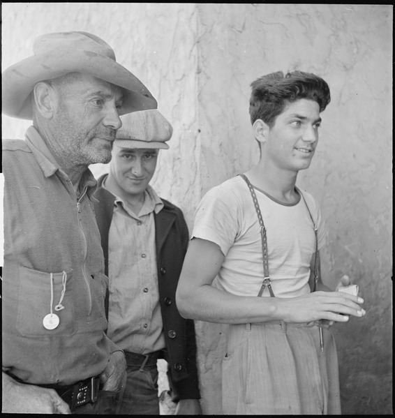 File:San Leandro, California. Youth on Relief. Youth stands in line with oldsters to collect their surplus commodities - NARA - 532129.tif