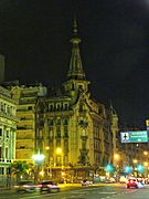 The building at night