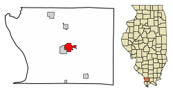 Location of Anna in Union County, Illinois