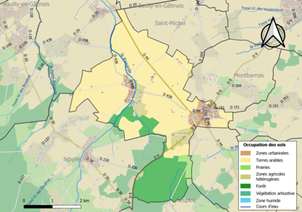 Carte des infrastructures et de l'occupation des sols en 2018 (CLC) de la commune en 2018.