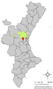 Localização do município de Riba-roja de Túria na Comunidade Valenciana