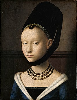 Portret van een jonge vrouw door Petrus Christus, Berlijn, Gemäldegalerie