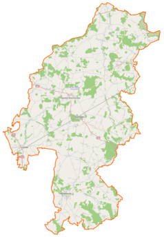 Mapa konturowa powiatu wysokomazowieckiego, blisko centrum na lewo znajduje się punkt z opisem „Osipy-Zakrzewizna”