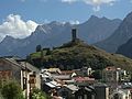 Ruin of castle Steinsberg above of Ardez,