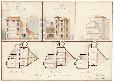 Avant-projet de dégagement des abords de la cathédrale Saint-Jean-Baptiste de Perpignan (1899). Archives nationales de France.