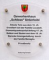 English: Plaque at the mansion #31 Deutsch: Beschreibungstafel am Gewerkenhaus Nr. 31