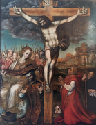 Pedro de Castañeda (1553) Cristo Crucificado e imposición de la casulla a San Ildefonso.png