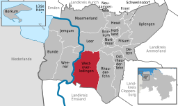 Läget för kommunen Westoverledingen i Landkreis Leer