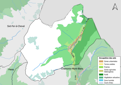 Carte en couleurs présentant l'occupation des sols.