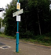 Direction of travel sign on Ton Pentre Railway Station - geograph.org.uk - 6194391.jpg