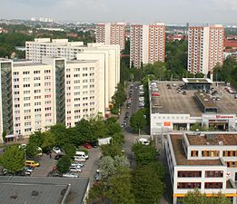 Zentrum von Prohlis, Blick Richtung Nordwesten