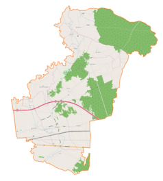 Mapa konturowa gminy Rzezawa, w centrum znajduje się punkt z opisem „Borek”