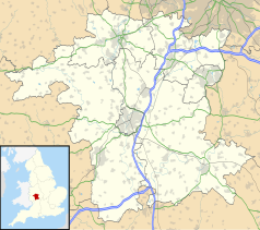 Mapa konturowa Worcestershire, po lewej znajduje się punkt z opisem „Lower Sapey”