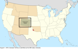 Map of the change to the United States in central North America on August 1, 1876