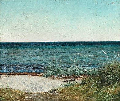 L.A. Ring, Sommerdag ved Greve Strand. Solskin. Blaa Himmel og blaat Vand, 1911