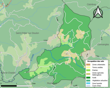 Carte en couleurs des infrastructures et de l'occupation des sols de la commune.