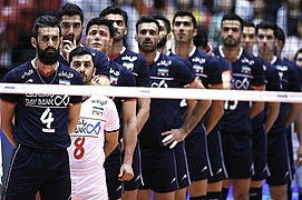 Iranian Volleyball player before a match against Poland national volleyball team.jpg