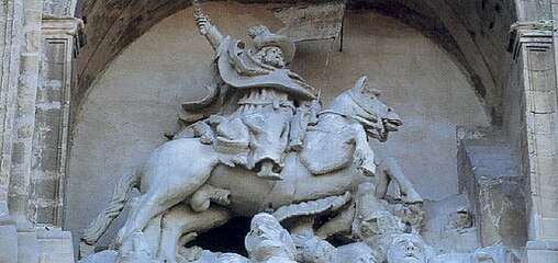 Statue of Santiago Matamoros on Santiago El Real Church in Logroño