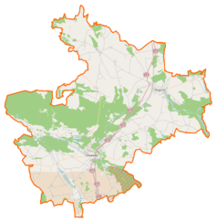 Mapa konturowa powiatu obornickiego, blisko centrum na lewo znajduje się punkt z opisem „Bąbliniec”