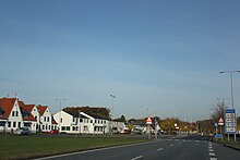 Die Hauptstraße Flensborgvej kurz nach dem Grenzübergang