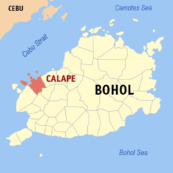 Mapa de Bohol con Calape resaltado