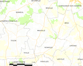 Mapa obce Malaville