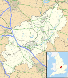 Mapa konturowa Northamptonshire, w centrum znajduje się punkt z opisem „Northampton”