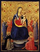 Fra Angelico, Madonna and Child Enthroned with Nine Angels and Saints Dominic and Catherine of Alexandria, ca. 1435