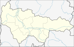 Mapa konturowa Chanty-Mansyjskiego Okręgu Autonomicznego – Jugry, blisko centrum na dole znajduje się punkt z opisem „Miegion”