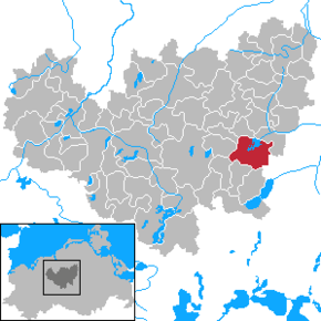 Poziția orașului Teterow pe harta districtului Güstrow