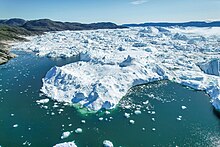 Aerial view of Jakobshavn Glacier from west side