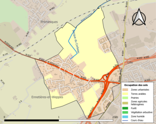 Carte en couleurs présentant l'occupation des sols.