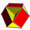 The cuboctahedron, cubohemioctahedron, and octahemioctahedron.