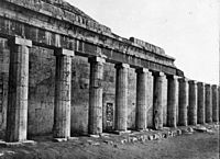 The unfinished colonnade on the second level of Hatshepsut's Temple[7]