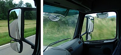 La vision d'un conducteur de camion (Volvo FH).