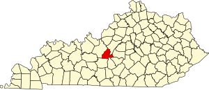 Map of Kentucky highlighting LaRue County