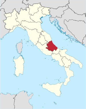 Die ligging van Abruzze in Italië