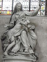 La Religion instruisant un jeune Américain, 1745, plâtre, 196 x 110 x 100 cm, Paris, église Saint-Paul-Saint-Louis, transept sud.