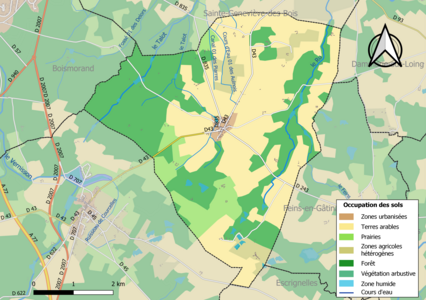 Carte des infrastructures et de l'occupation des sols en 2018 (CLC) de la commune.