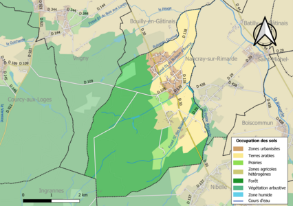 Carte des infrastructures et de l'occupation des sols de la commune en 2018 (CLC).