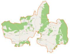 Mapa konturowa gminy wiejskiej Czarnków, blisko lewej krawiędzi znajduje się punkt z opisem „Średnica”