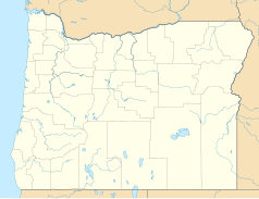 Mapa konturowa Oregonu, u góry po lewej znajduje się punkt z opisem „Willamette”