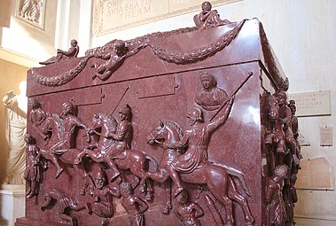 Roman putto on the Sarcophagus of Helena, 4th century, porphyry, Museo Pio-Clementino, part of the Vatican Museums, Rome[10]