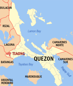 Mapa ning Quezon ampong Tiaong ilage