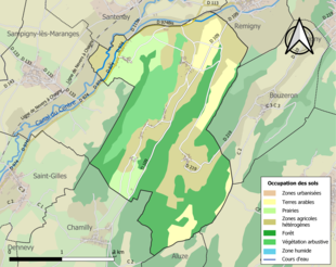 Carte en couleurs présentant l'occupation des sols.