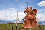 Statue of Antonio José de Sucre and obelisk commemorating the Battle of Ayacucho.